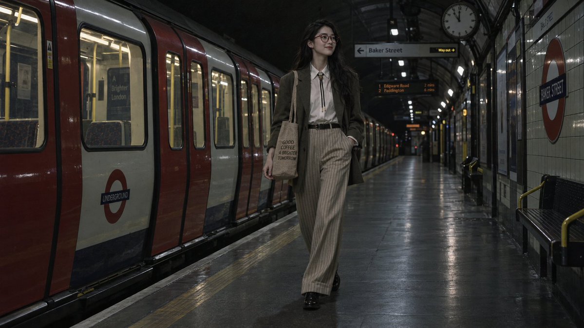 Woman Walking in London Underground — output 1