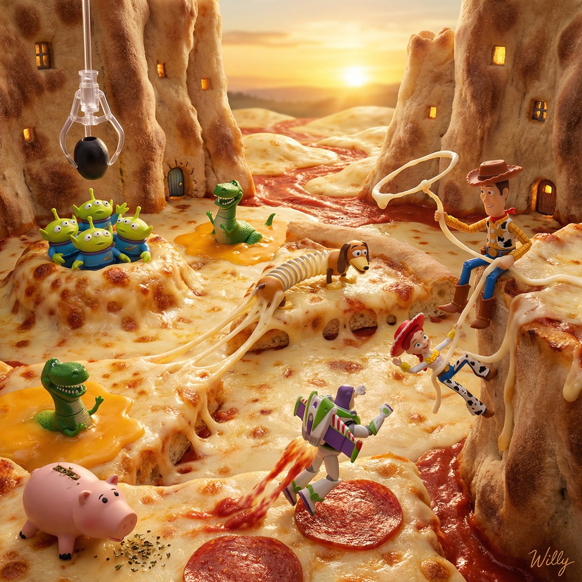 Toy Story Diorama in a Pizza World — output 1