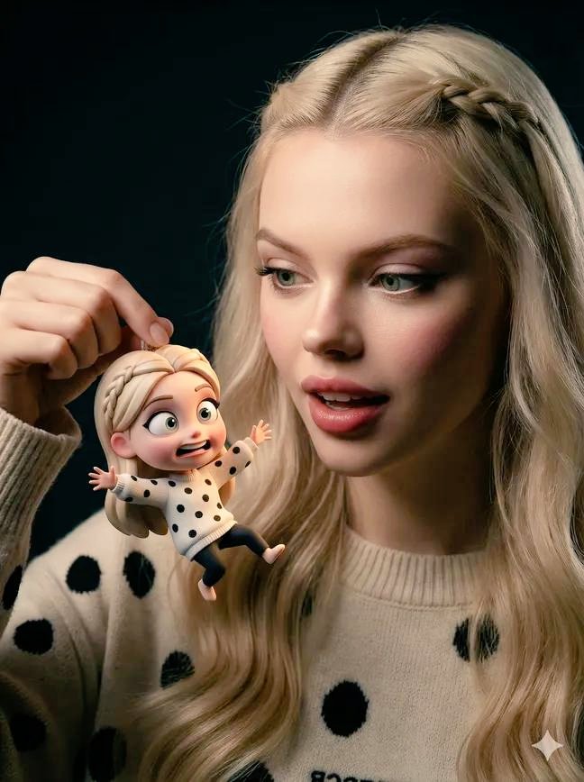 Ultra-Realistic Person Holding Tiny Cartoon Self — output 1