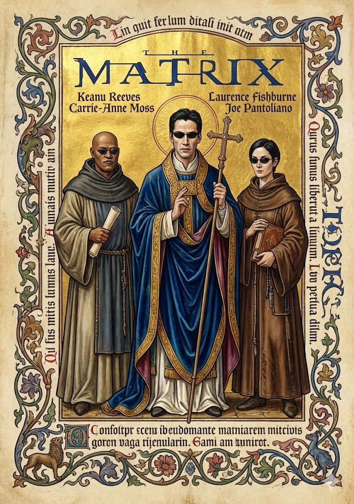 Comic / Storyboard - Medieval Illuminated Manuscript of The Matrix Characters — output 1