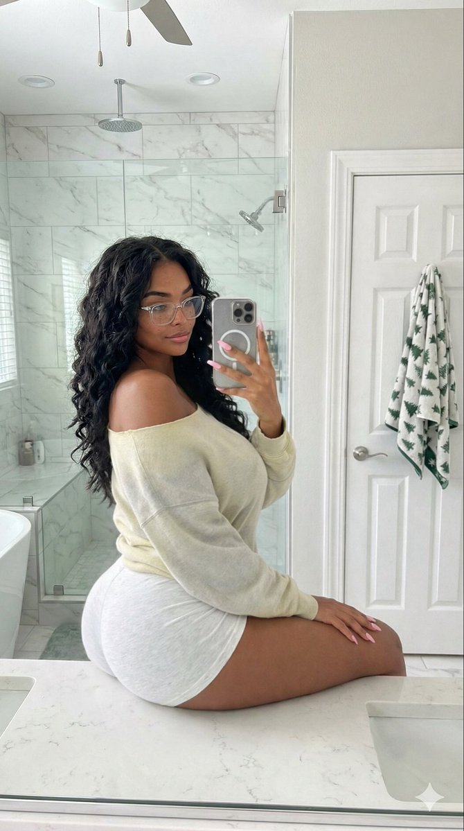Profile / Avatar - Candid Modern Bathroom Mirror Selfie Prompt — output 1