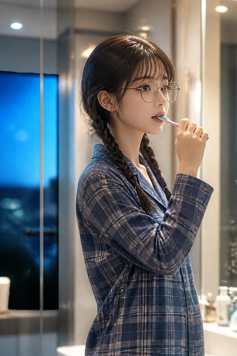 Profile / Avatar - Photorealistic Bathroom Toothbrushing Portrait — output 1