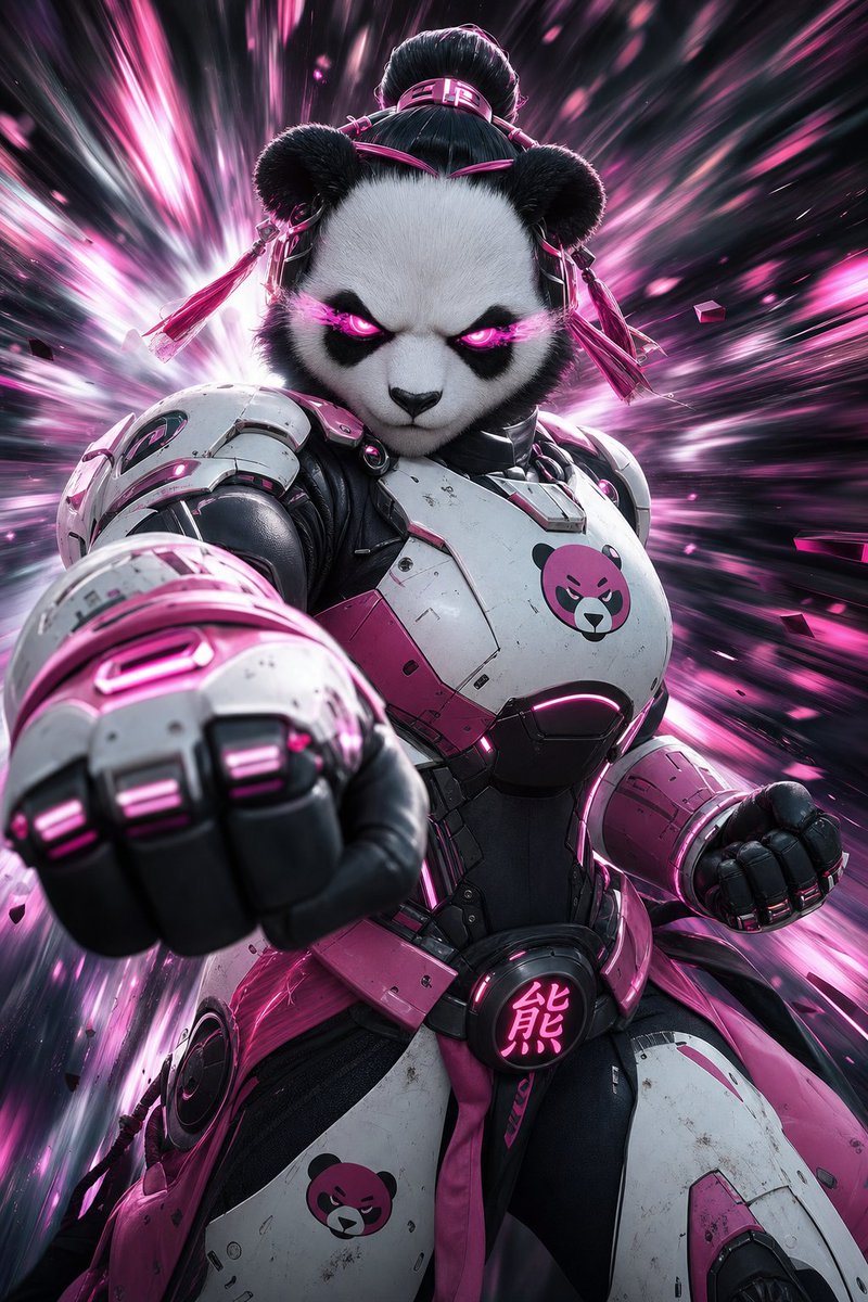 Game Asset - Cyber Mech Panda Warrior 3D Art — output 1