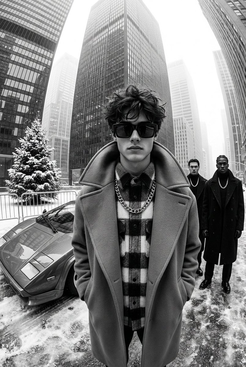 High-Contrast Black and White Street Fashion Editorial — output 1