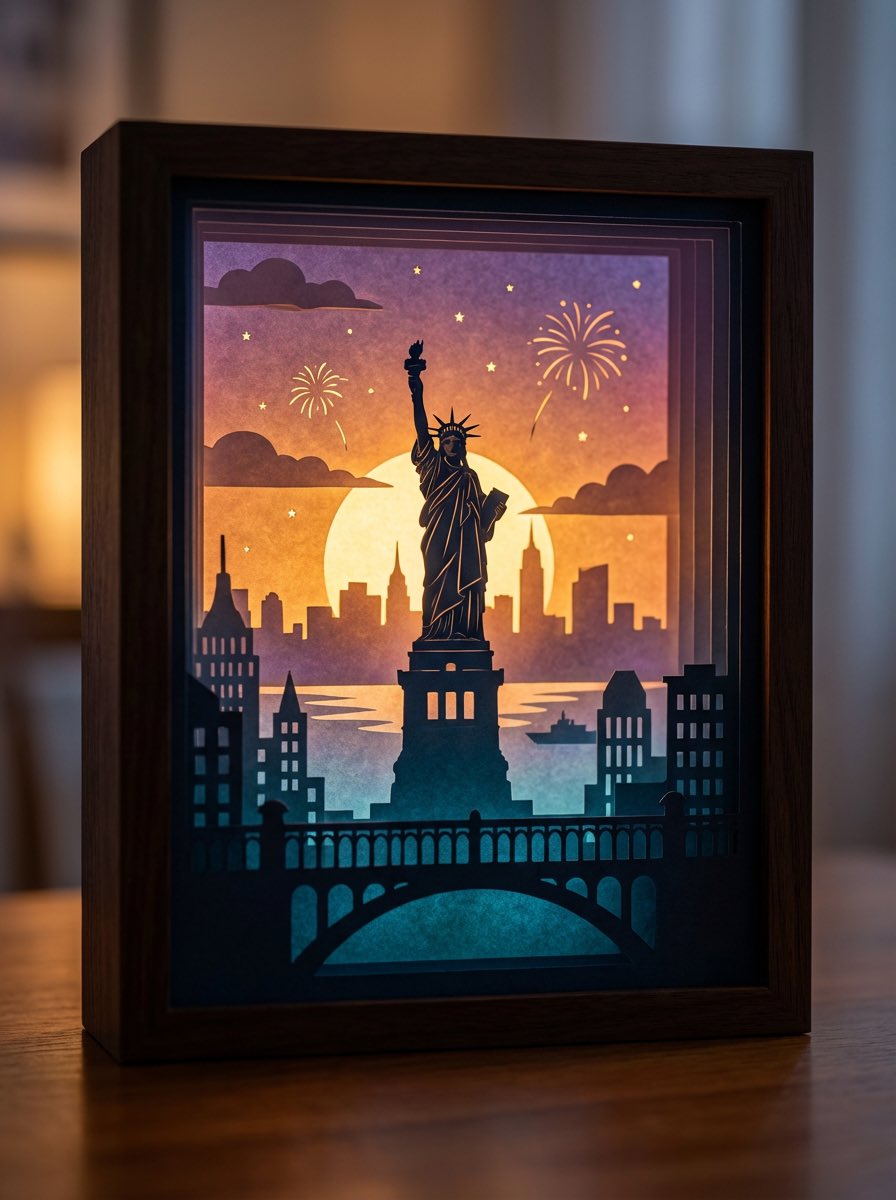3D paper cut light box illustration framework — output 1