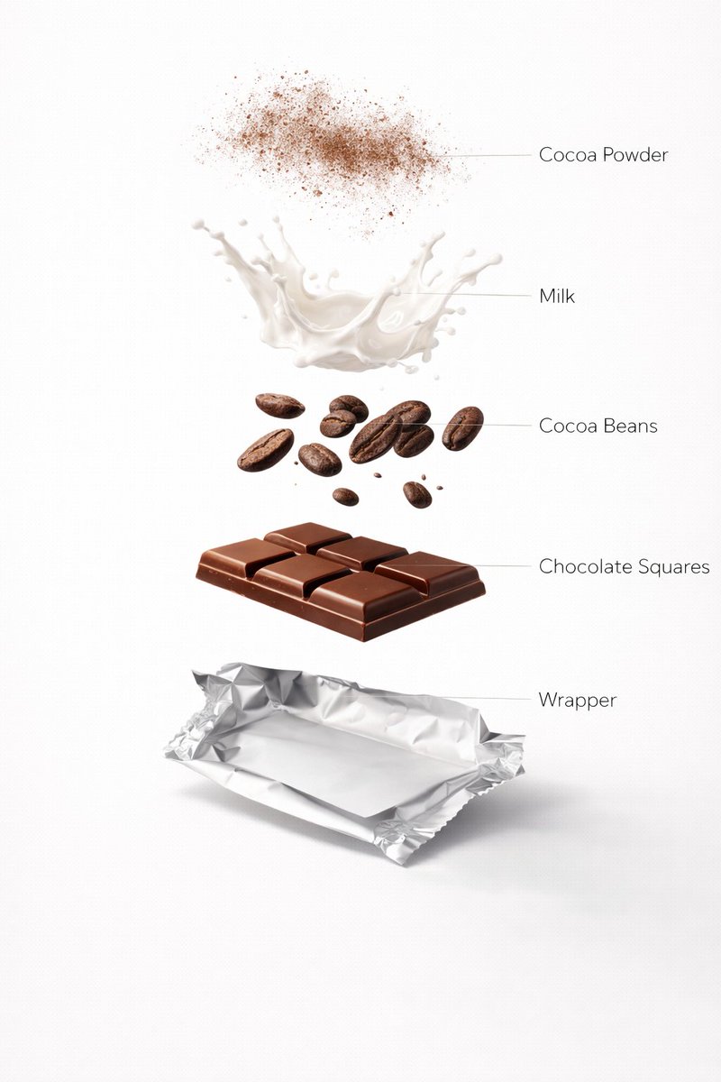Infographic / Edu Visual - Ultra-Realistic Chocolate Bar Advertising Prompts (Motion and Exploded View) — output 1