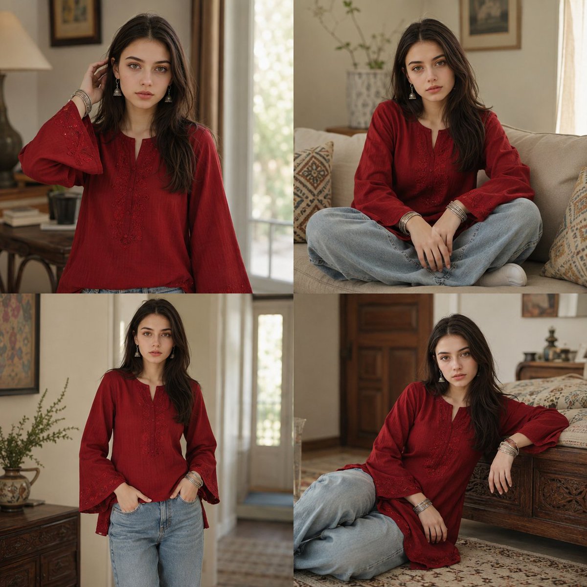 Social Media Post - 4-Panel Ethnic Fashion Collage Portrait — output 1