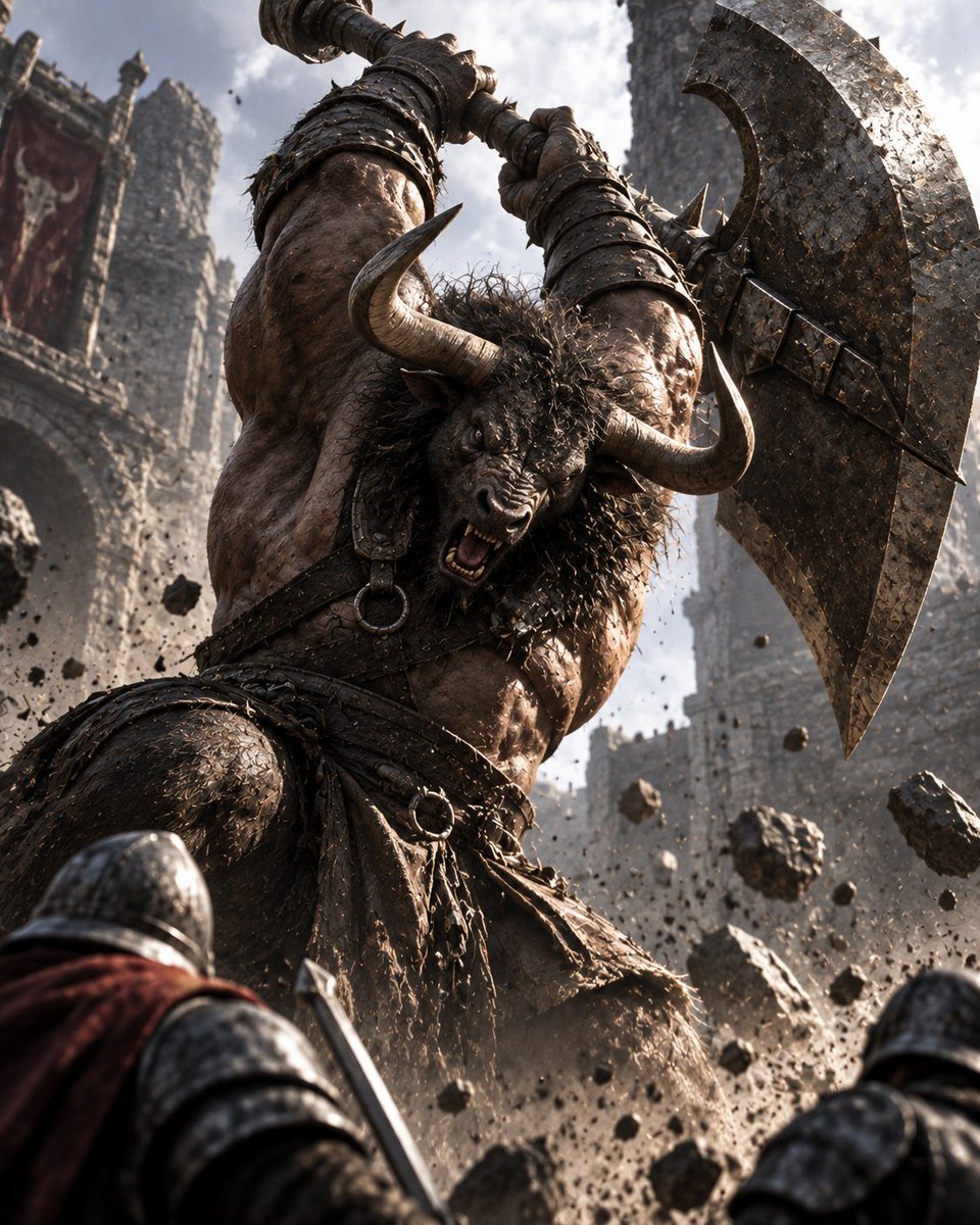 Comic / Storyboard - Minotaur Storming Fortress — output 1