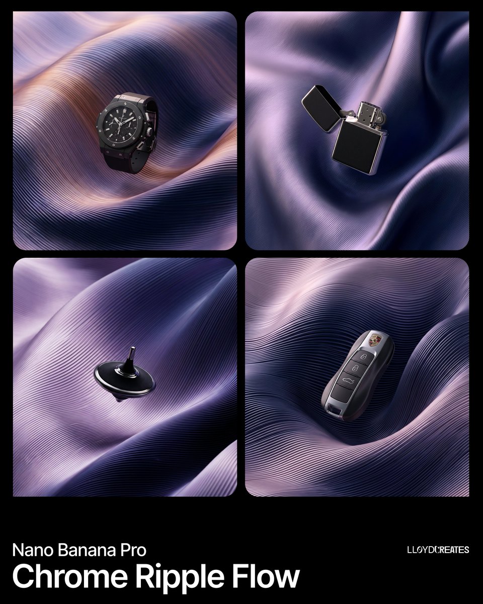E-commerce Main Image - Chrome Ripple Flow Product Photography Prompt — output 1