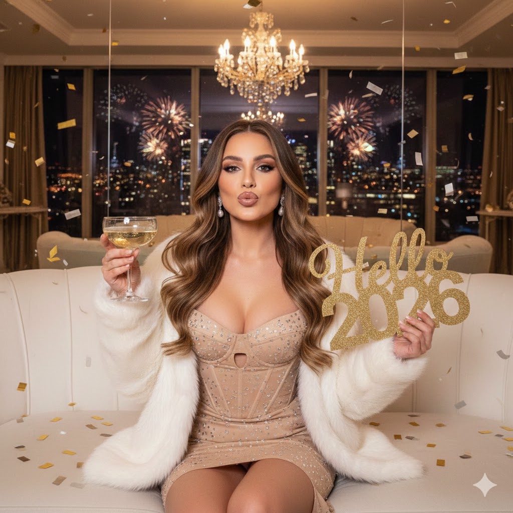Product Marketing - Luxury New Year's Eve Portrait with Props — output 1
