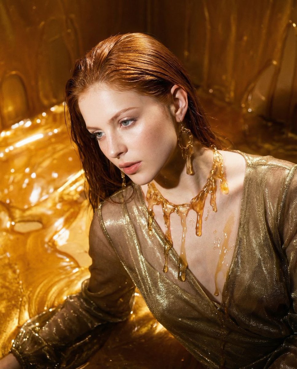 Surreal Molten Gold Editorial Portrait Prompt in JSON — output 1