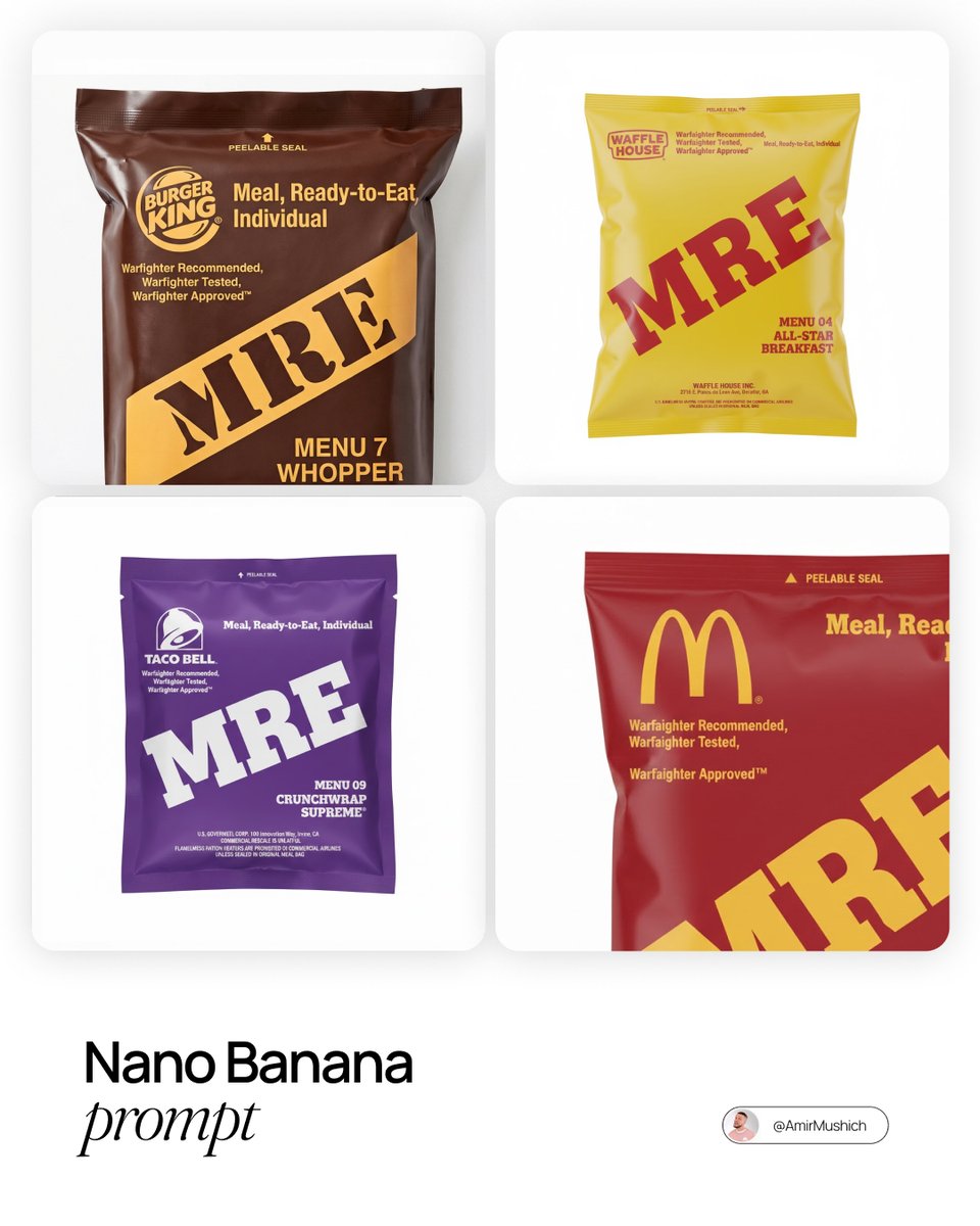 MRE Package Design Prompt (Big Brands) — output 1