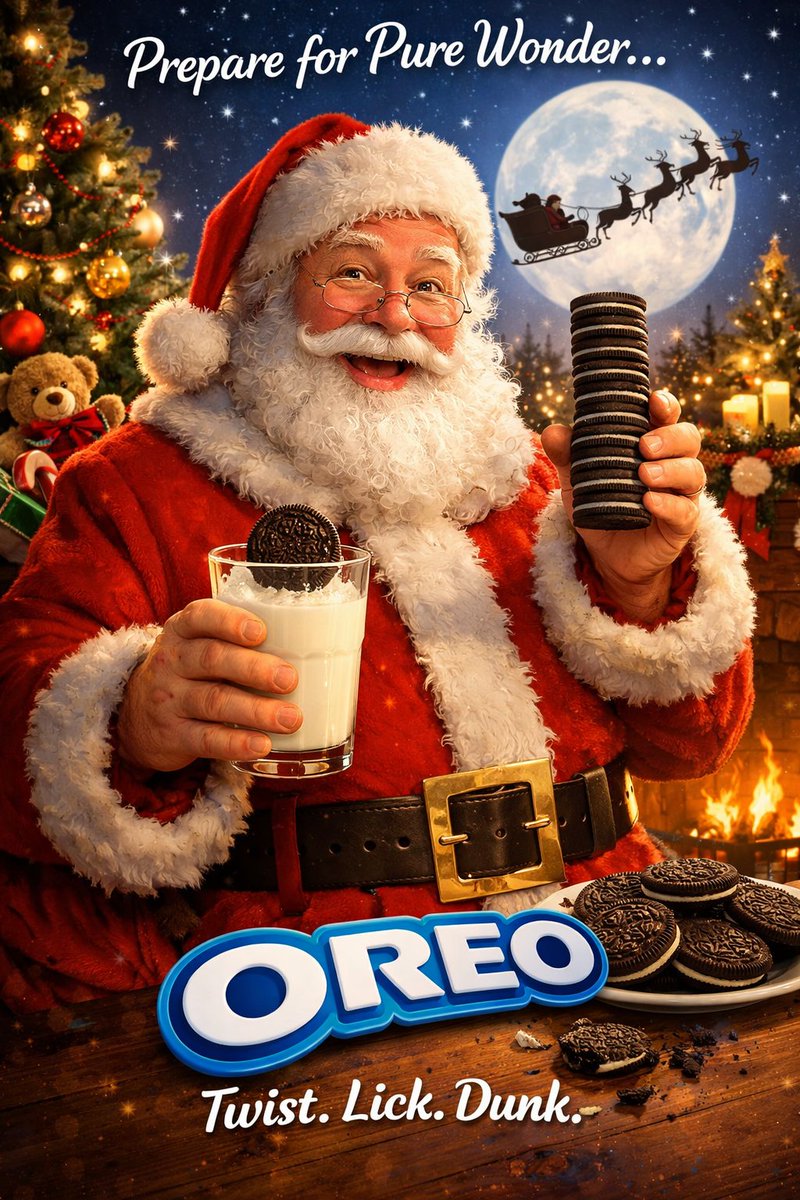 Oreo advertisement featuring Santa Claus — output 1