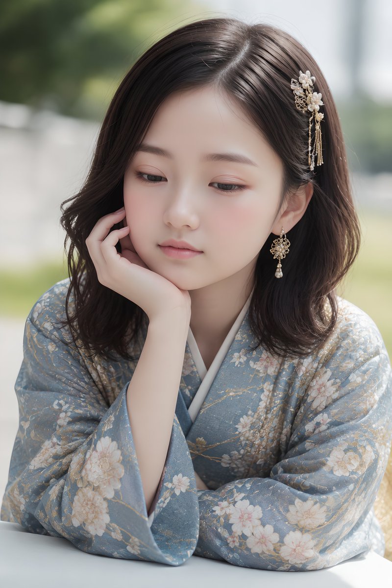 Profile / Avatar - Girl in Blue Floral Kimono — output 1