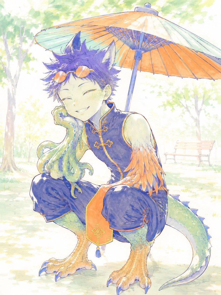 Profile / Avatar - Watercolor Fantasy Dragon-Bird Boy — output 1