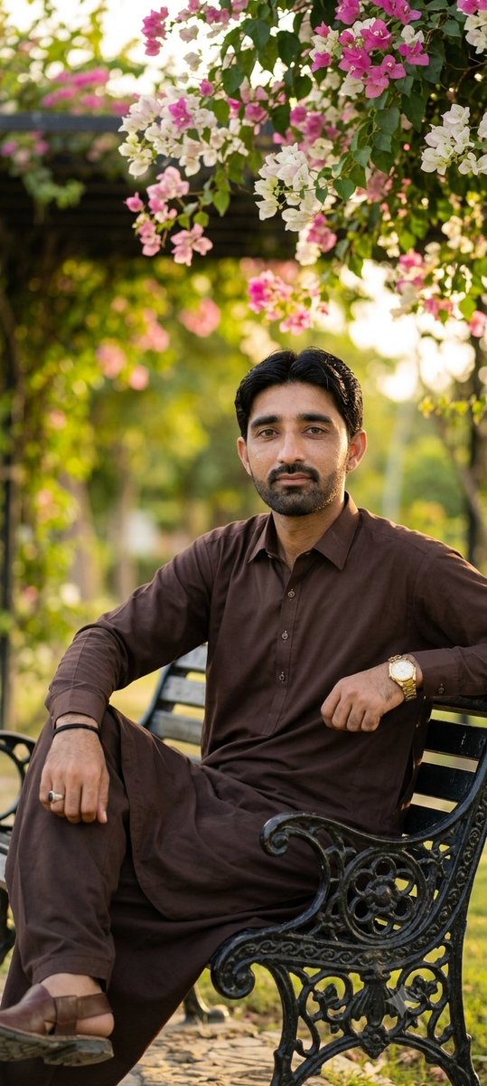 Profile / Avatar - Golden Hour Garden Bench Portrait — output 1