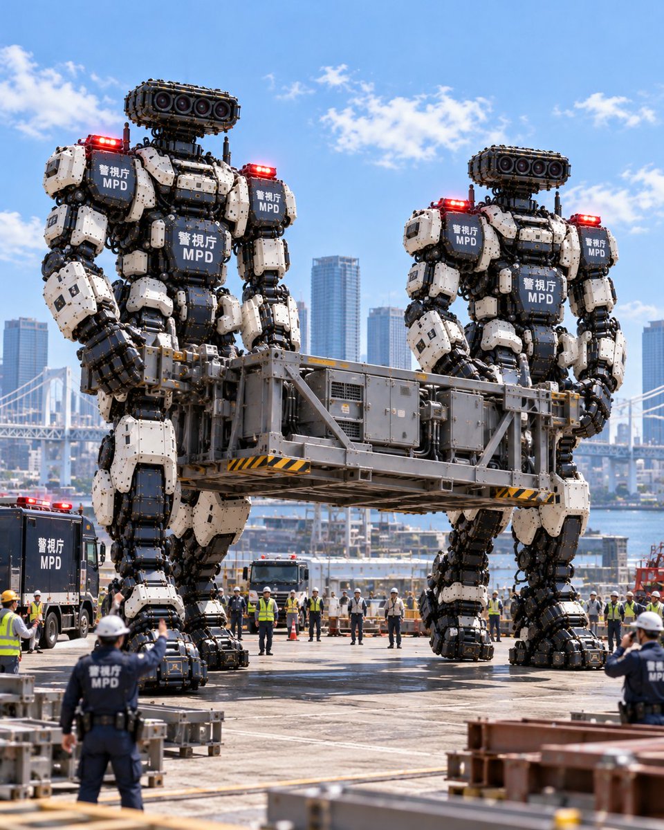 Social Media Post - Giant MPD Robots Carrying Heavy Load