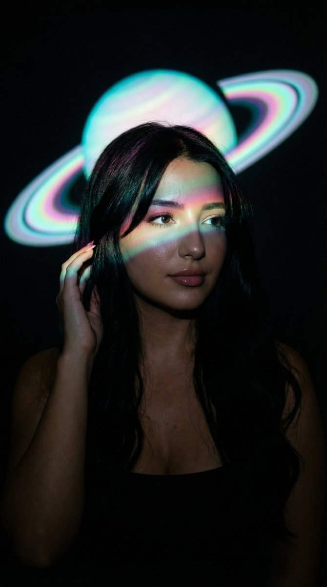 Product Marketing - Low-Key Saturn Projection Portrait — output 1