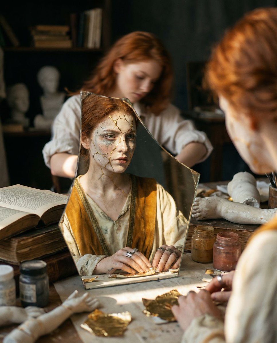 Social Media Post - Reflected Relic: Surreal Artisan Portrait — output 1