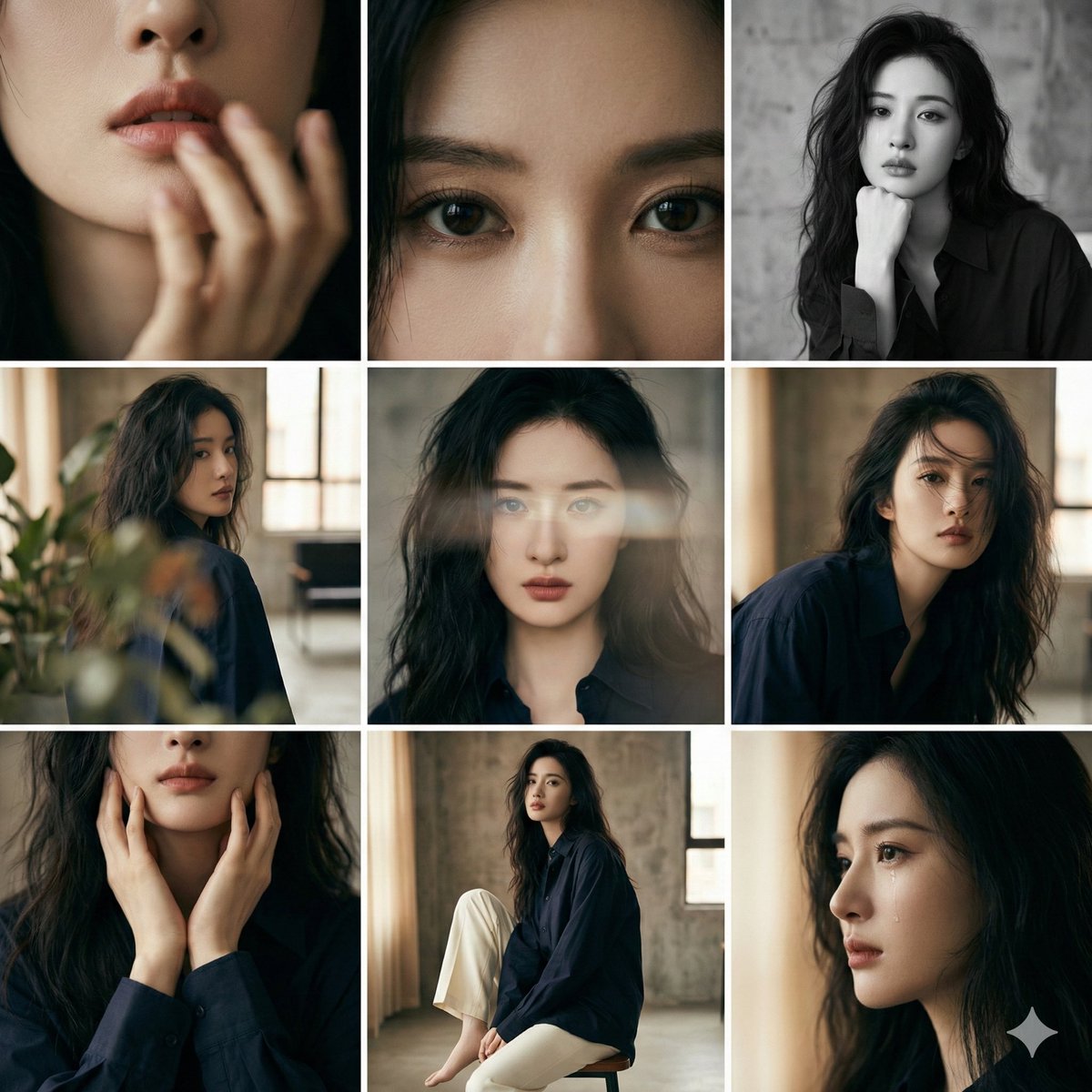 3x3 Editorial Photo Collage Contact Sheet Portrait — output 1