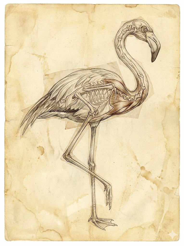 Infographic / Edu Visual - Renaissance Anatomical Study of a Flamingo — output 1
