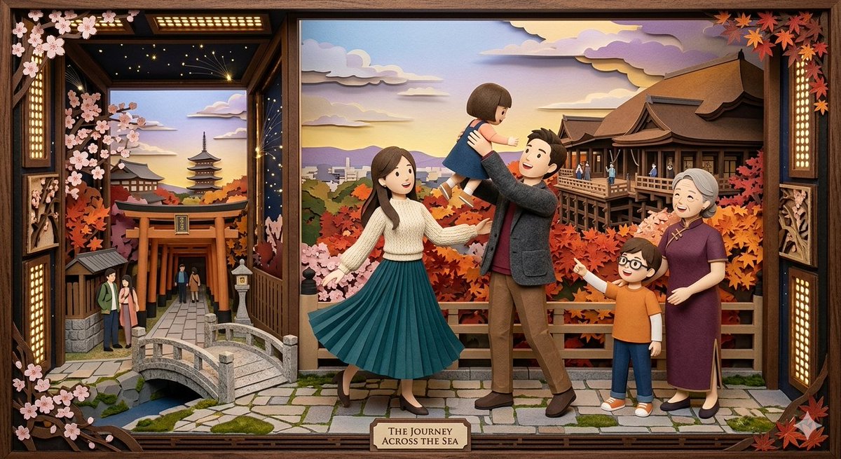 Japanese Paper-Cut Family Diorama — output 1