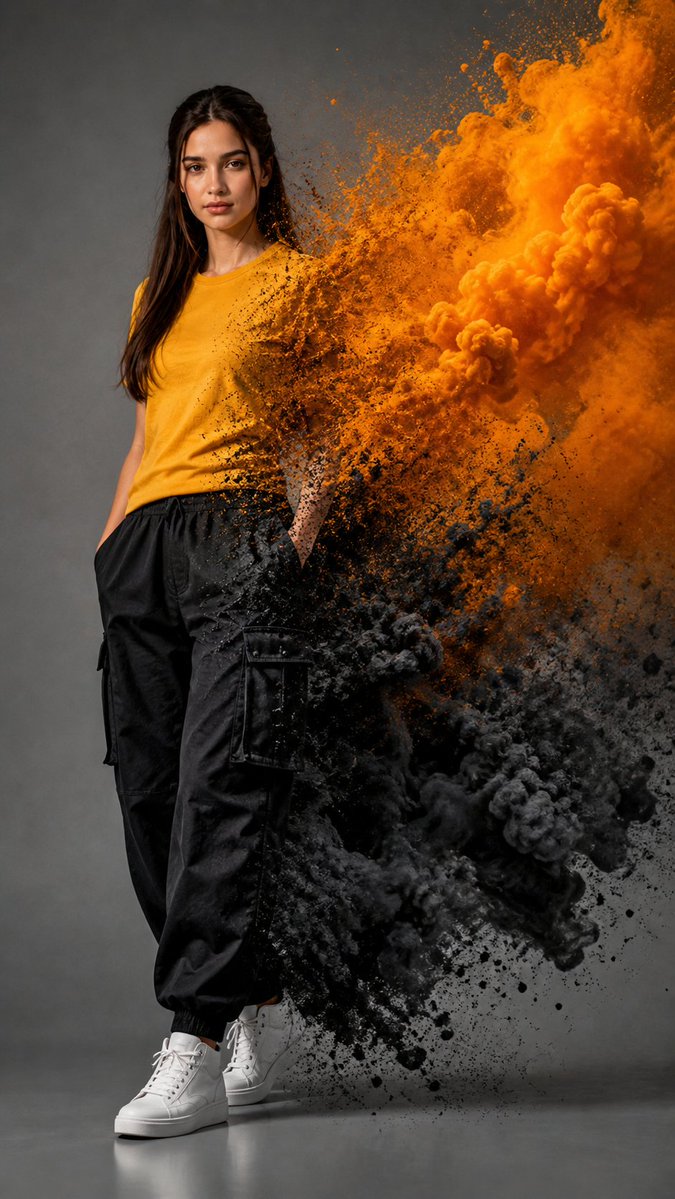 Product Marketing - Fashion Portrait With Powder Disintegration — output 1