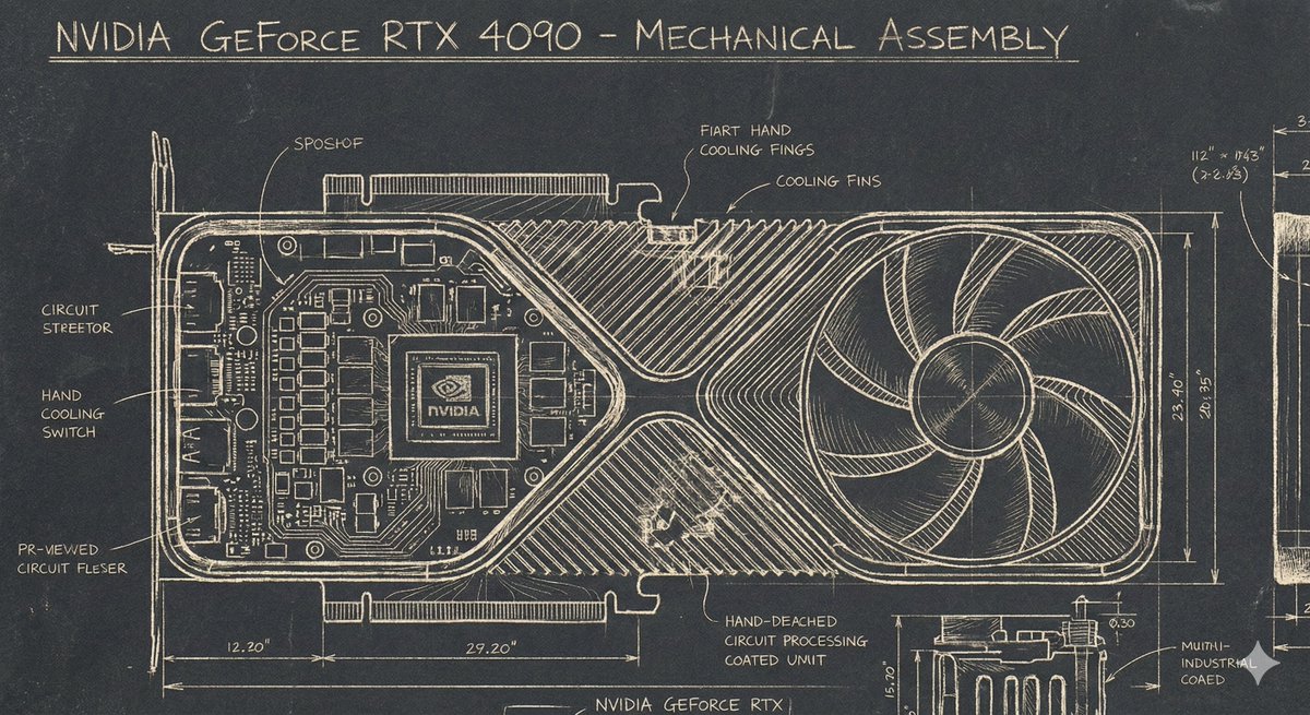 Sgraffito Mechanical Blueprint of NVIDIA 4090 GPU — output 1