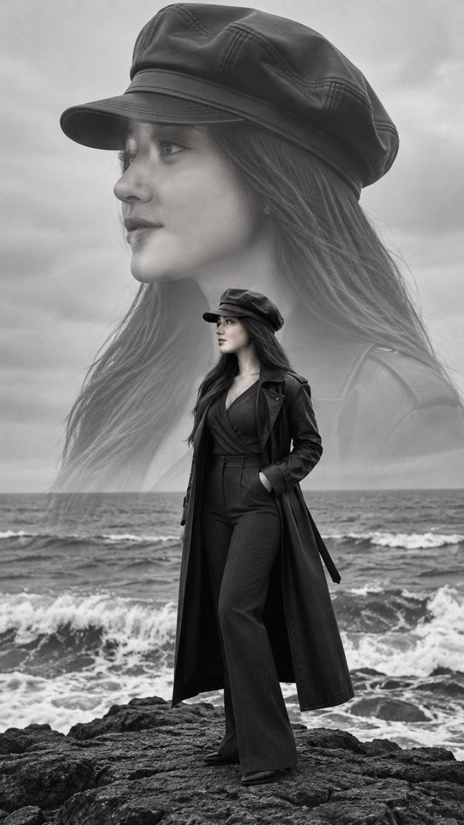 Social Media Post - Cinematic Monochrome Double Exposure Fashion Portrait Prompt — output 1