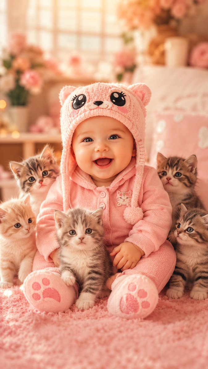Profile / Avatar - Cute Baby and Kittens Wallpaper — output 1