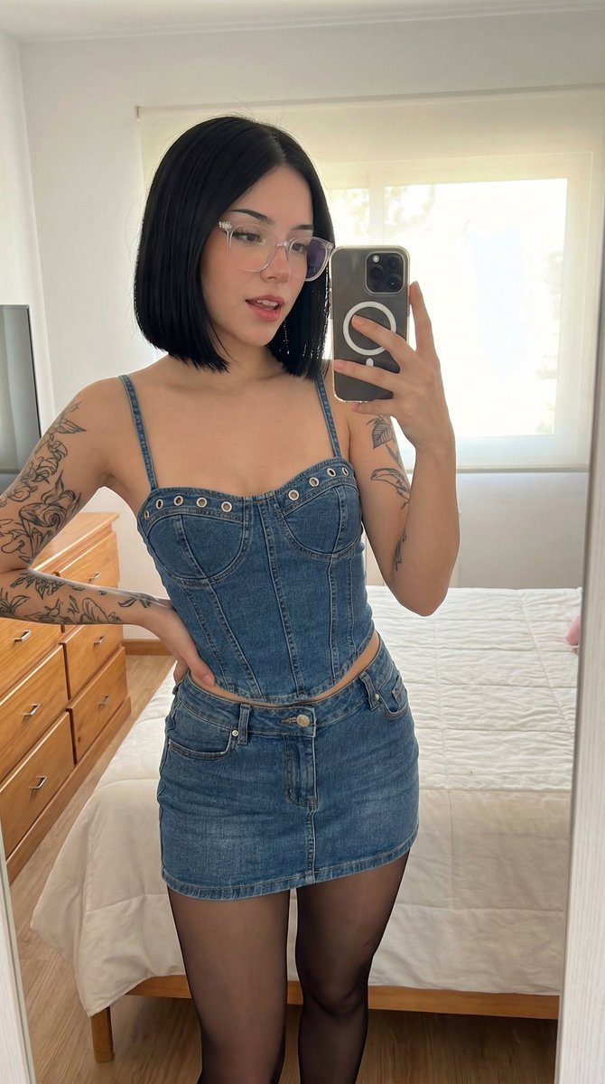 Denim Mirror Selfie Portrait — output 1