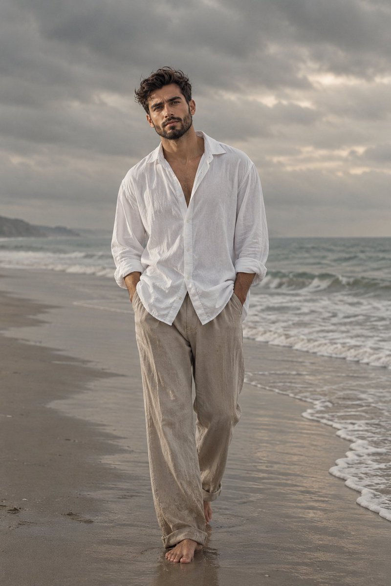 Product Marketing - Melancholic Beach Fashion Portrait — output 1