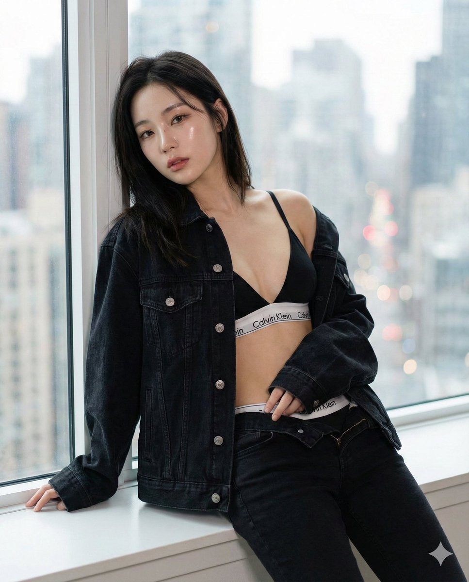 K-Pop Idol Editorial: Glass Skin and Denim in City Setting — output 1