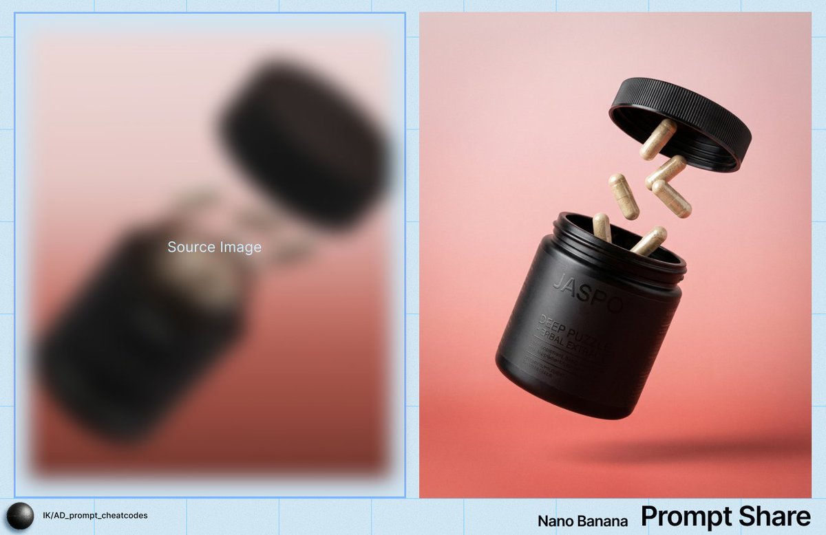 E-commerce Main Image - Commercial Product Shot of Levitating Supplement Jar and Capsules — output 1
