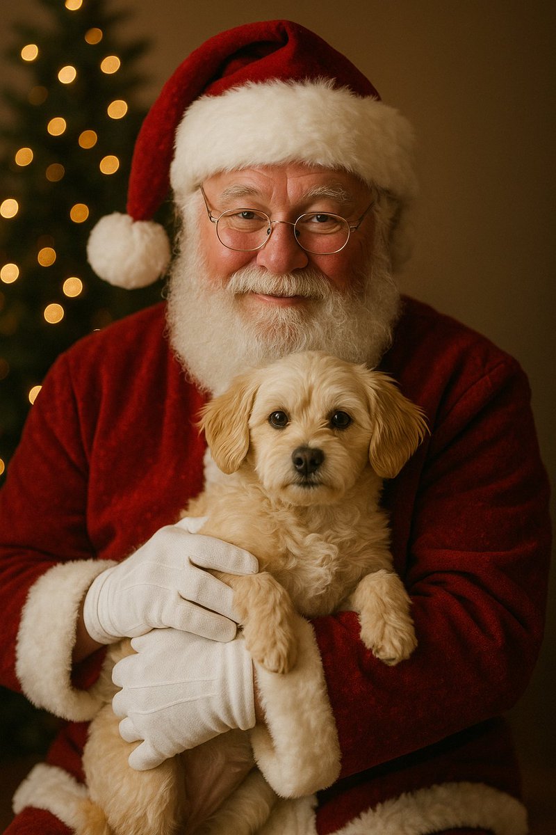 Simple Christmas dog and Santa image prompt — output 1