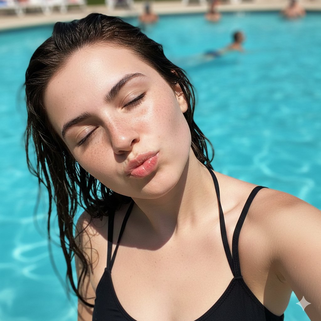 Candid Summer Selfie with Hard Sunlight Aesthetic — output 1