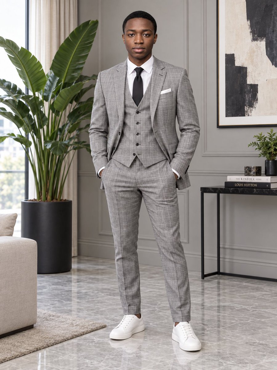 Profile / Avatar - Classic Plaid Suit Portrait — output 1