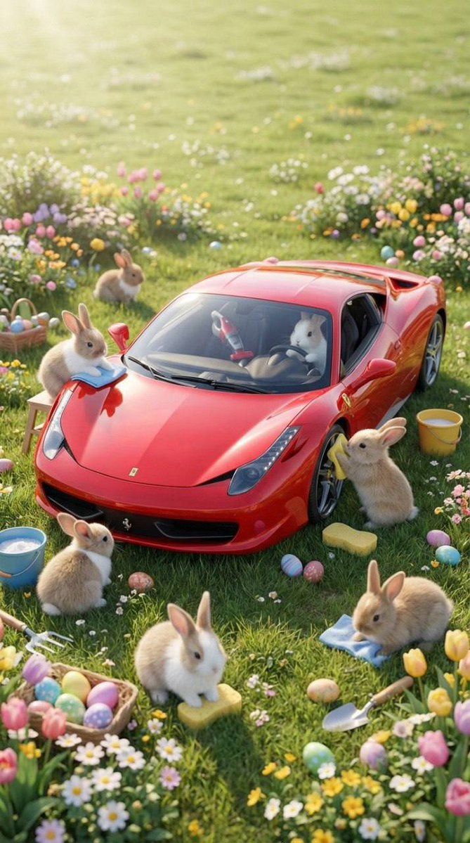 Product Marketing - Bunnies Detailing a Car — output 1