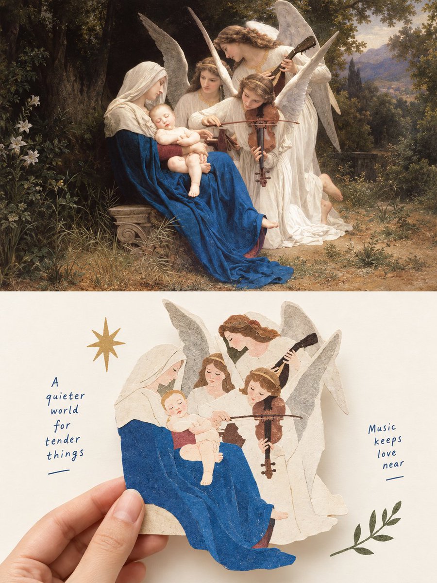 Social Media Post - Madonna & Angels: Oil Painting Meets Paper Cutout — output 1