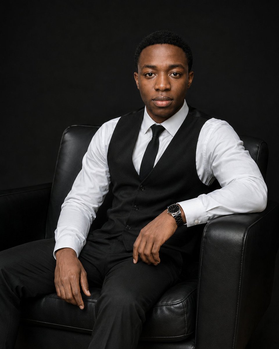 Profile / Avatar - Cinematic Black Leather Executive Portrait — output 1