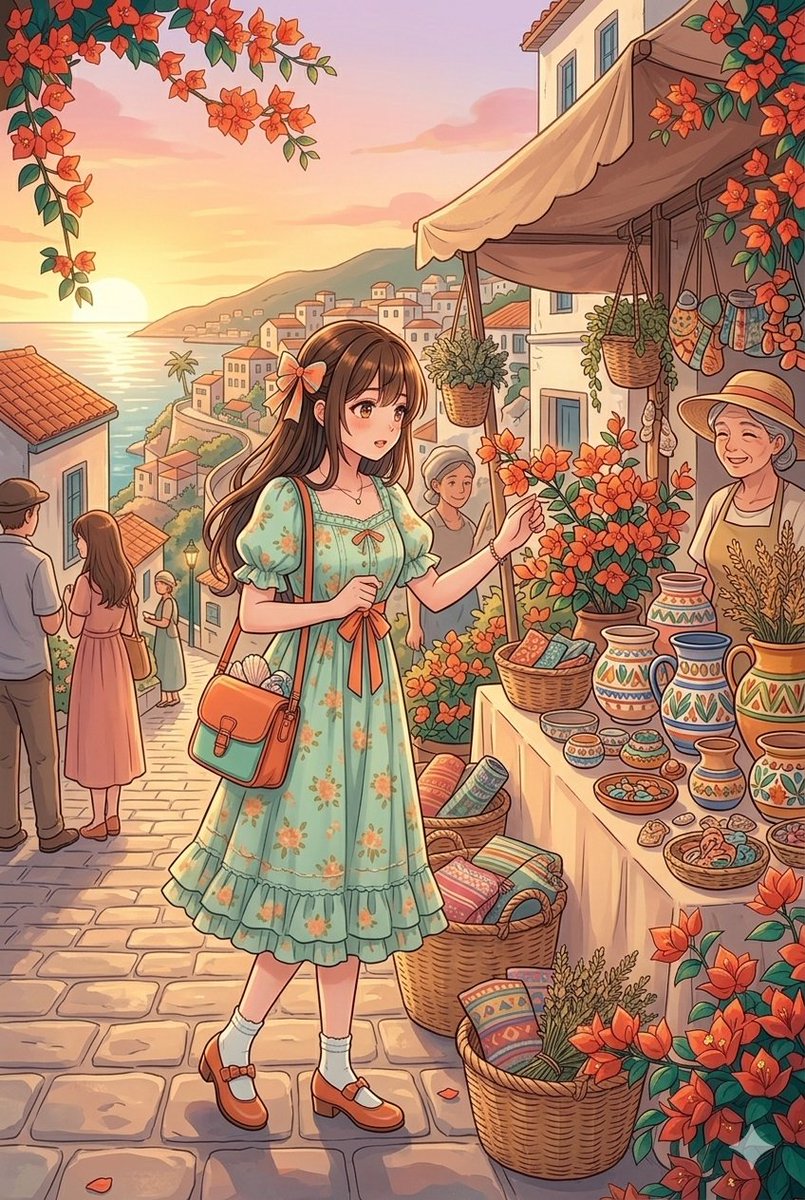Comic / Storyboard - Anime Style Coastal Village Stroll — output 1