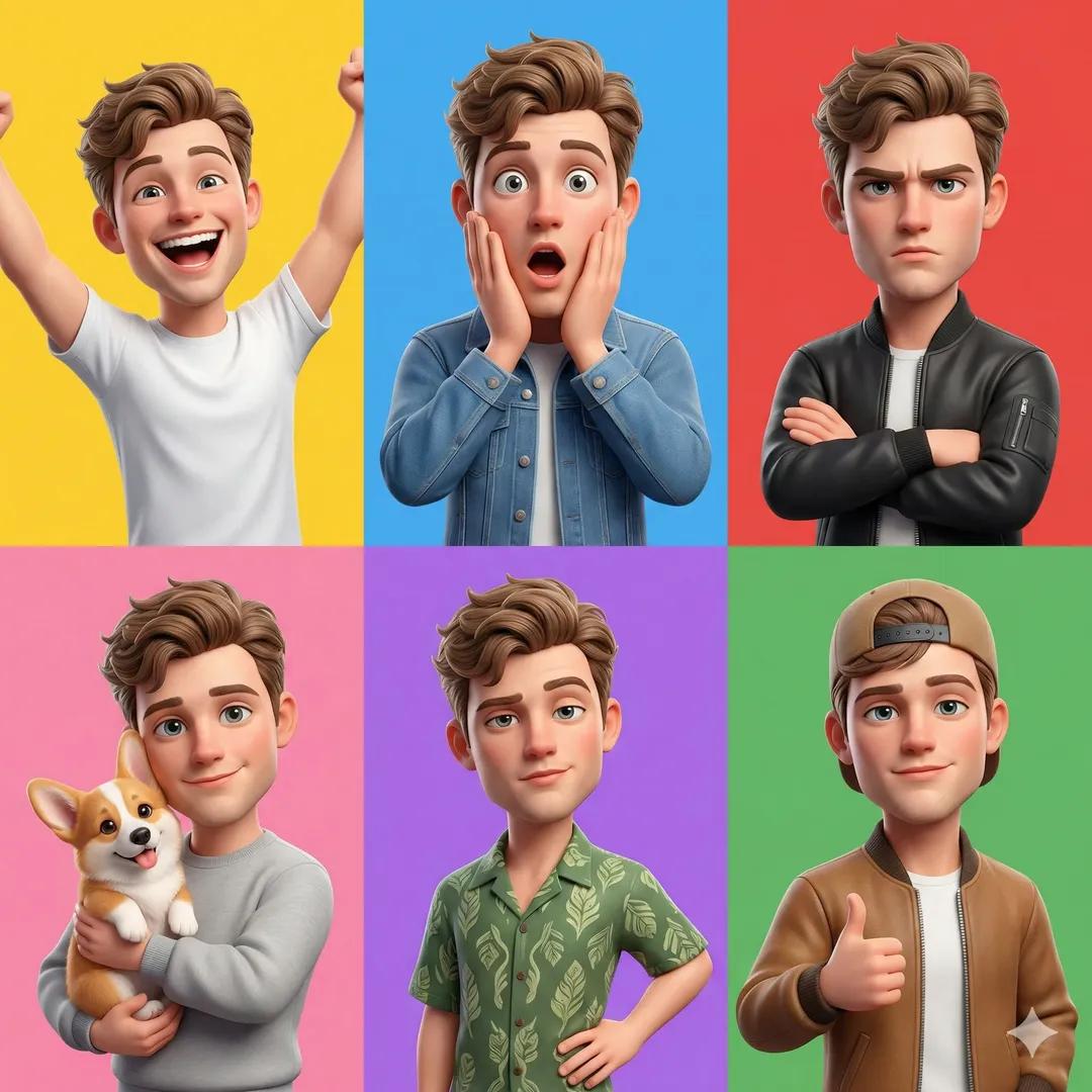 Game Asset - 3D Pixar-Style Character Grid — output 1