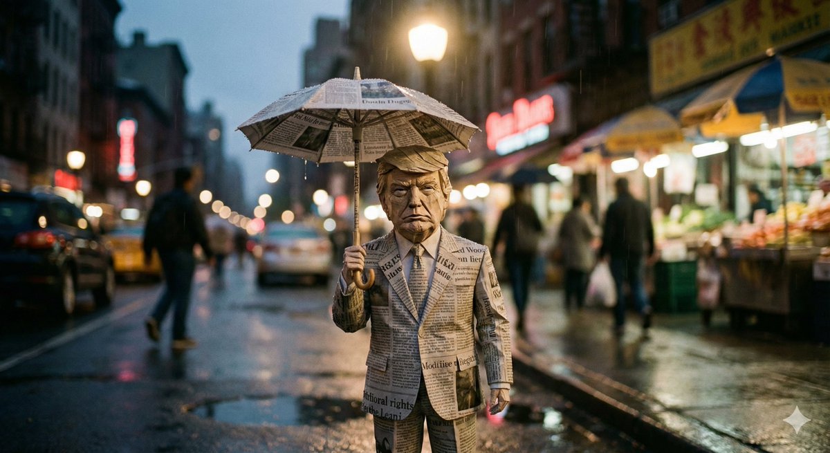 Cinematic Still-Life of Paper Celebrity Figure in Rain — output 1