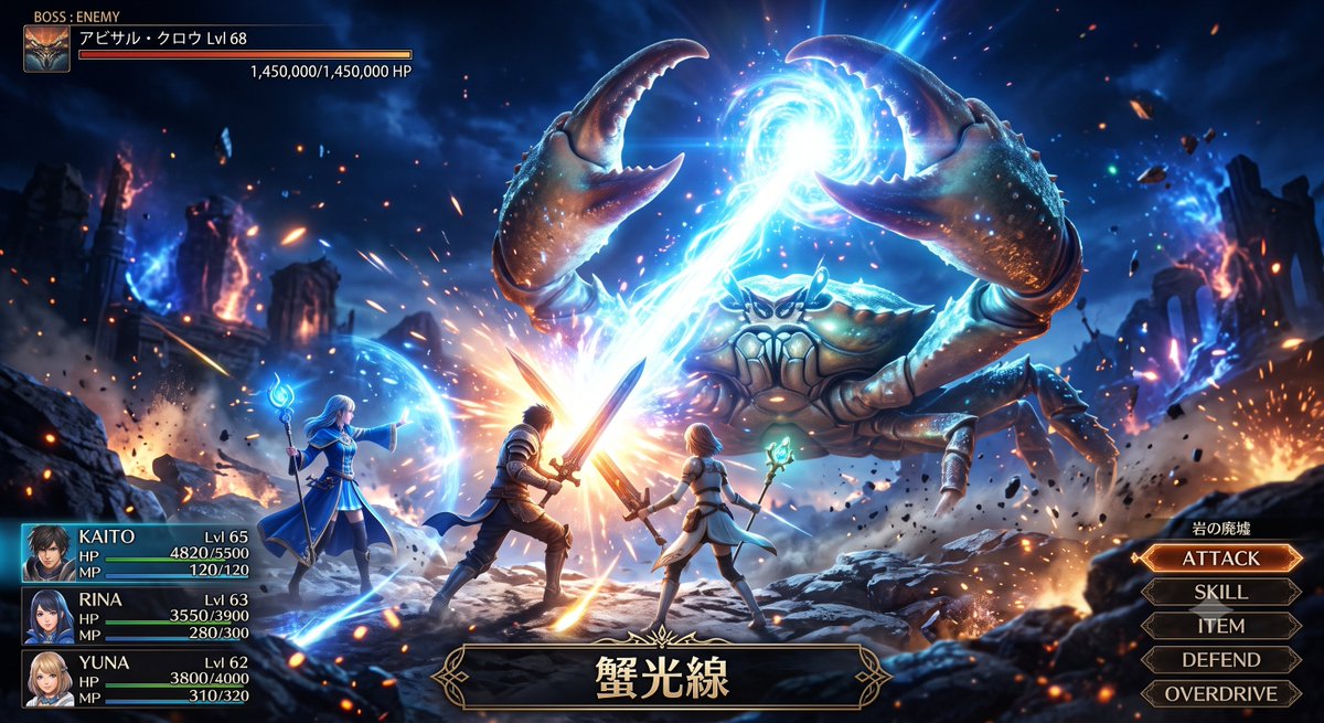 Game Asset - Fantasy Crab Boss Battle UI — output 1