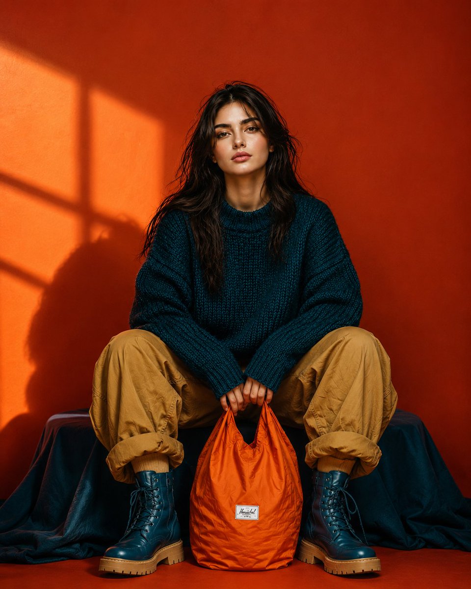 Product Marketing - Editorial Fashion Portrait with Color Blocking — output 1