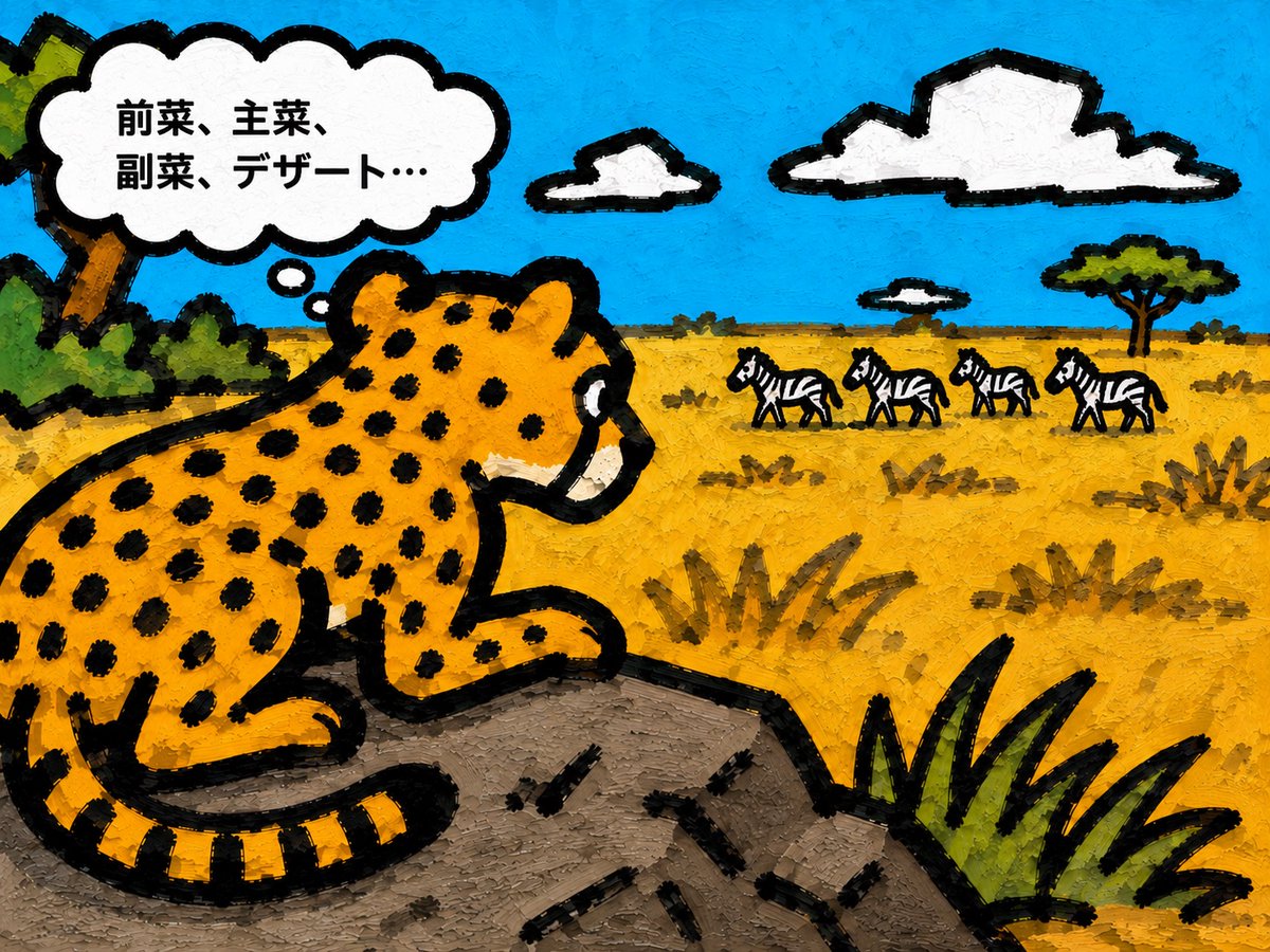 Comic / Storyboard - Cheetah Thinking of Dinner — output 1