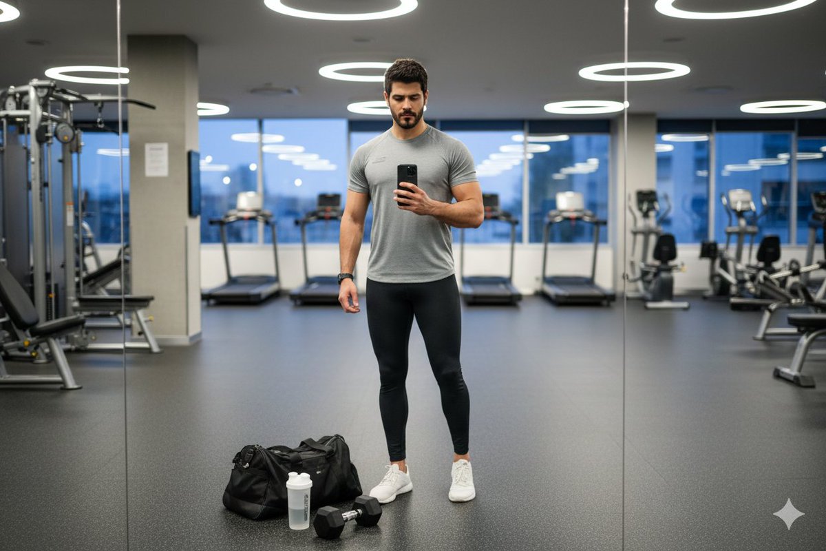 Clean Modern Gym Mirror Selfie — output 1