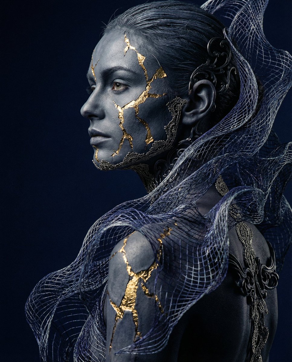 Avant-garde Conceptual Photography: Bio-Digital Kintsugi Portrait — output 1