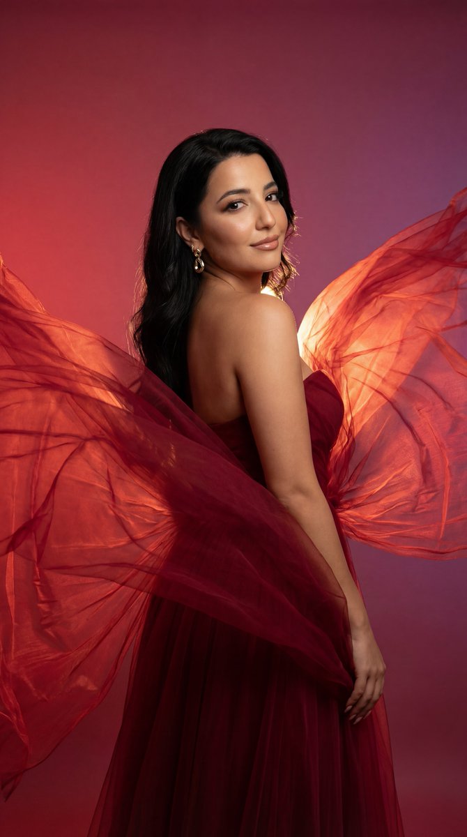 Product Marketing - Cinematic Fashion Editorial with Flowing Red Fabric — output 1