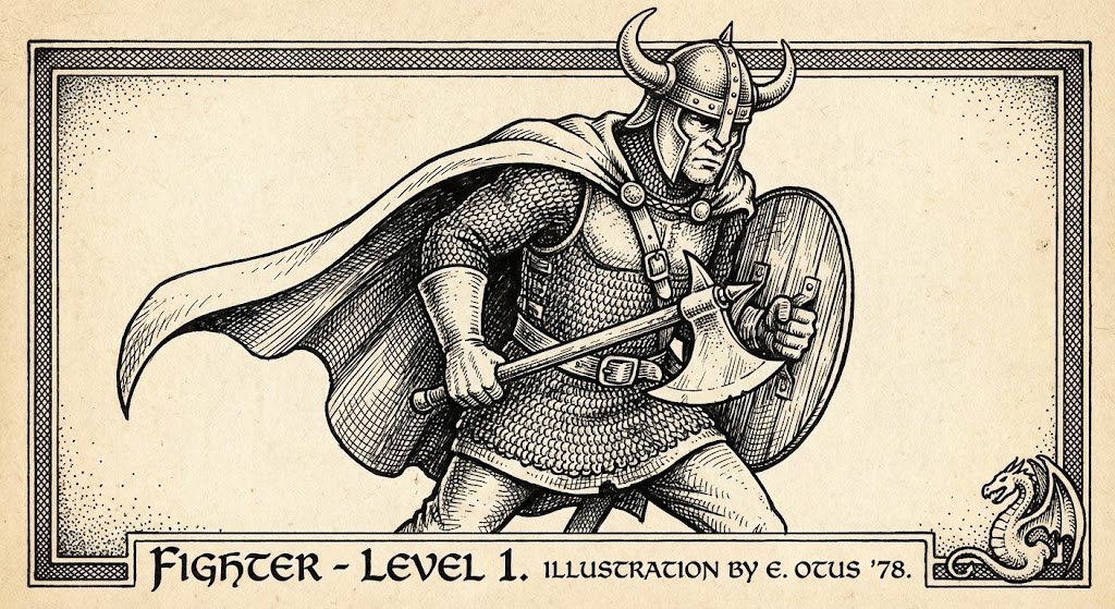 Game Asset - Vintage Black and White RPG Rulebook Illustration — output 1